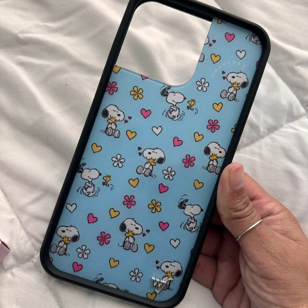 Wildflowers Snoopy Light Blue iPhone Case with Hearts & Flowers